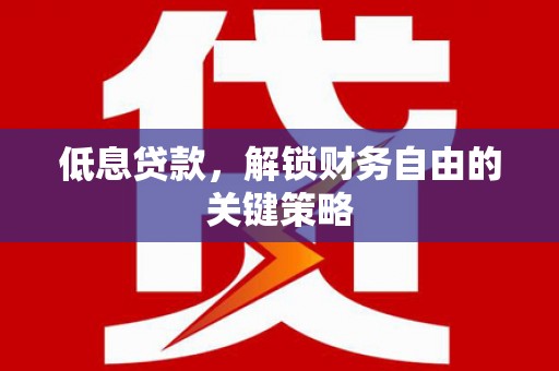 南溪低息贷款，解锁财务自由的关键策略